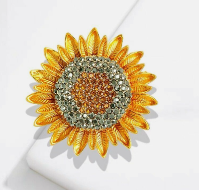 #ad Fashion Gold Plated Daisy Sunflower Crystal Brooch Pin Party Women Wedding Gift $8.89
