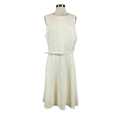 #ad Ralph Lauren Women#x27;s Cocktail Dress Size 16 Ivory White Sleeveless Fit and Flare $69.99