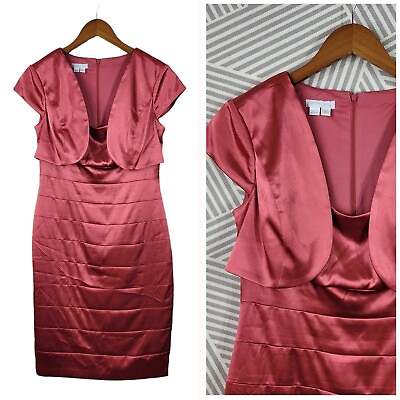 #ad London Times Evening Dress size 8 Mother Bride Groom Knee Length Pink Jacket $23.11