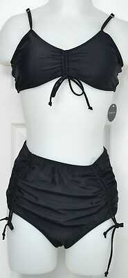 #ad Womens High Waisted Bikini Ruched Tummy Control Drawstring Two Piece Swimsuit $13.93