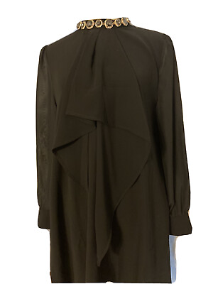 #ad Garcia Black Beaded Neckline Ruffle Front Elegant Cocktail Formal Dress M NWT $149.99