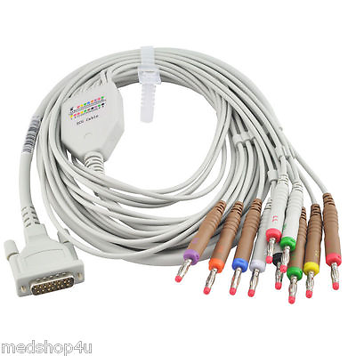#ad One Piece ECG EKG Cable with 10 leadwires CE CONTEC Banana 4.0 End AHAnew $26.99