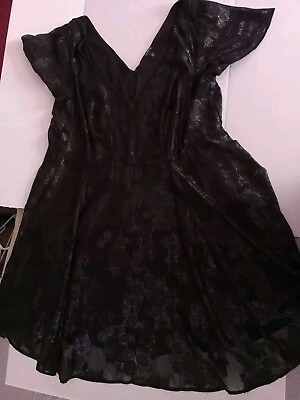 #ad Torrid Black Lace Glitter Formal Cocktail Dress Cap Sleeve Zip Closure 20w $25.00