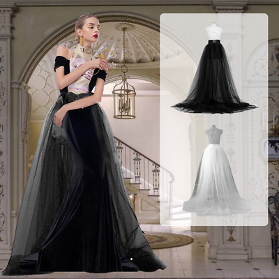 #ad 3 Layers Overlay Tulle Skirt Long Tutu Overskirt Floor Length Wedding Party Prop $18.79