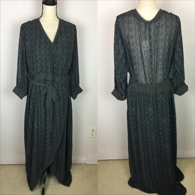 #ad #ad NWT STANDARDS amp; PRACTICES Wrap Maxi Dress 3X Womans Plus Gray Snake Long Sleeve $39.99