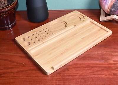 Party Size Bamboo Hardwood Rolling Tray Valet Tray $29.99
