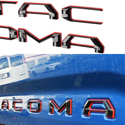 3D Double Layer Tailgate Insert Letter 2016 2023 Black Red For TACOMA Emblem $20.99