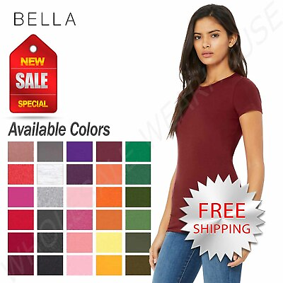 Bella Ladies Womens Favorite Tee Cotton Longer Junior Fit T Shirt Size M 6004 $9.58