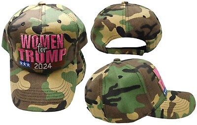 Women For Trump 2024 Woodland Camouflage Camo Adjustable Embroidered Cap Hat $9.88