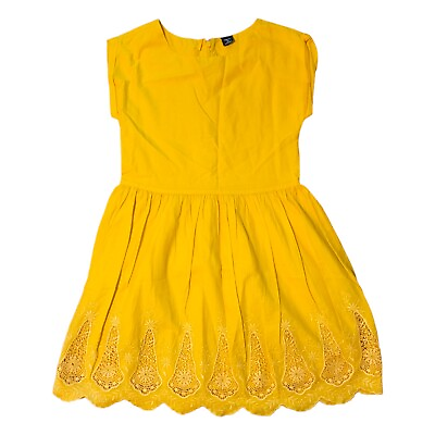 #ad #ad Gap Kids Embroidered Sunshine Yellow Eyelet Summer Dress Girls SZ 12 XL $23.99