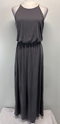 #ad Gap High Neck Maxi Dress Sz Small Gray Sleeveless Gathered Waist READ Modal $16.00
