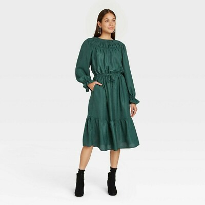 Women#x27;s Long Sleeve Green Dress Size XL $21.00