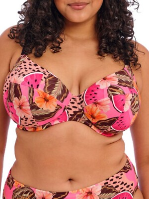 #ad #ad Elomi Cabana Nights Bikini Top Underwired Plunge Bikini Tops Plus Size Swimwear GBP 41.40