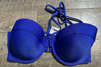 #ad Women#x27;s Bikini Top Shade amp; Shore 34 DD New Nwt Solid Royal Blue Bathing Suit $12.95
