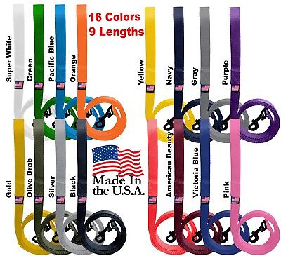 #ad Dog Leash Short Long Lead Obedience Training 1quot; Many Colors Lengths MADE IN USA $27.99