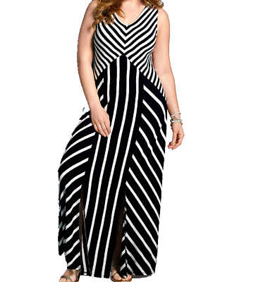 #ad Lane Bryant Women#x27;s Black White Striped Sleeveless Maxi Dress Plus 26 28 $35.00