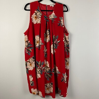 Umgee Dress Womens XL Red Floral Sleeveless Knee Length Boho $24.95