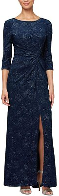 Alex Evenings Women#x27;s Long Dress with Knot Front Detail $251.18