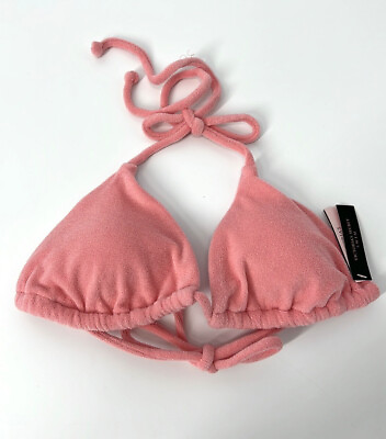 #ad Victoria Secret NWT Swimsuit Bikini Top Medium Pink Terry Cloth Swimwear $22.00