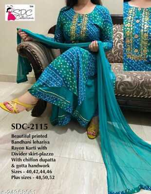 Women Bollywood Style Salwar Kameez Designer Skirt Kurti Beautiful Palazzo Suit $33.78