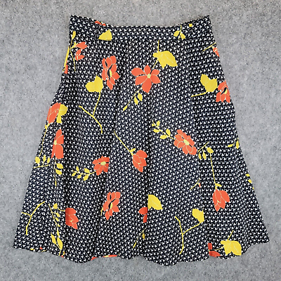 #ad #ad Modcloth A Line Midi Skirt Womens L Black Floral Geometric Pockets Elastic Back $28.88