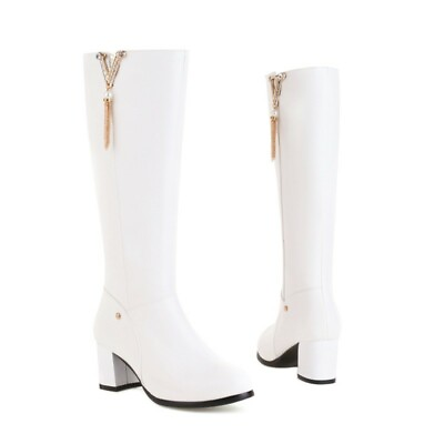 #ad Women Winter Autumn Mid Calf Zip Boots Trendy Fashion Block Low Heel Shoes 34 43 $49.58