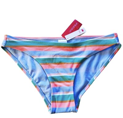 #ad Blue Multicolor Cheeky Bikini Bottom Size M Swimwear NWT $12.00