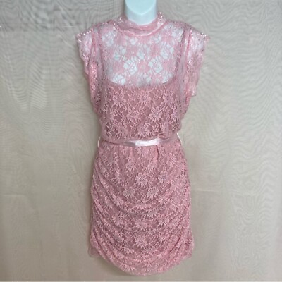 #ad Windsor bubblegum pink lace dress $30.00