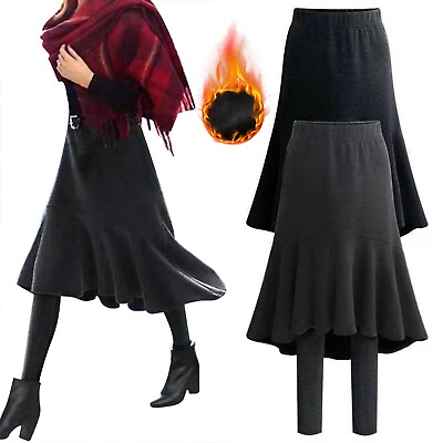 #ad Women#x27;s Skirt with Attached Leggings Elastic High Waist Swing Skirt with Legging $34.90