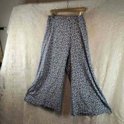 Shein Curve Womens Wide Leg Pants Multicolor Floral Elastic Waist Zip Plus 0XL $17.00