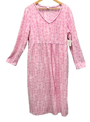 #ad Sears Covington Fleece Pink Sleepwear Gown Dress Drawstring Womens X Large $22.45