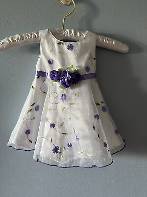 #ad Sweet Heart Rose Floral Holiday Party Dress Girls Size 0 12m Purple and White $12.00