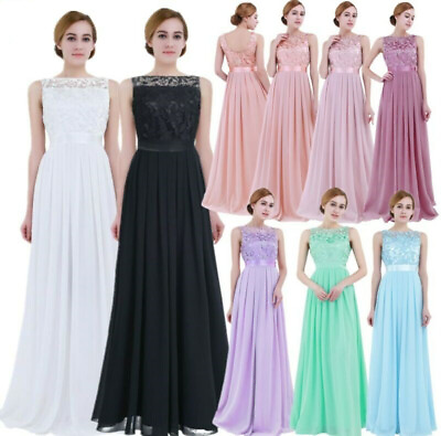 Womens Wedding Bridesmaid Maxi Dress Sleeveless Floral Lace Cocktail Formal Gown $29.43
