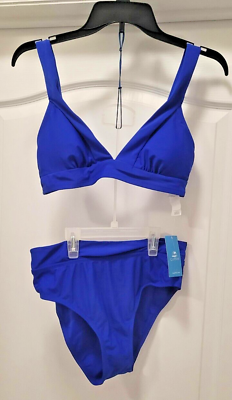 #ad NWT CUPSHE 2 Piece Blue Swimsuit High Waisted Bikini Size Medium M $12.99