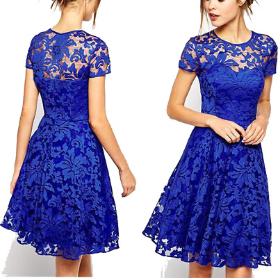 #ad Women Lace Prom Floral Formal Evening Cocktail Party Bridesmaids Ball Gown Dress $11.89