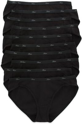#ad Hanes Black Women Panties 100% Cotton Underwear Bikini Black 5 or 10 Pack $24.99