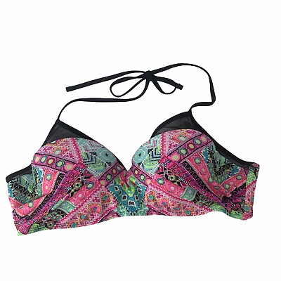 OP Push Up Bikini Top Underwired Pink Boho Chic Mesh Detail Juniors XL Swim Top $25.00
