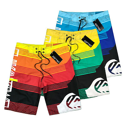 #ad Mens Board Shorts Beach Surf Swimming Trunks Bathing Swimsuit Drawstring Pants $17.42