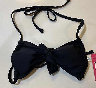 #ad Xhilaration Black Bikini Top Size Juniors Small Bow Detail NWT $7.76