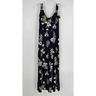 #ad #ad MT Collection Blue Floral Maxi Dress Strap off Shoulder Short Flutter Sleeve L $13.19