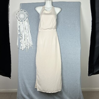 #ad Sabo Skirt Maxi Dress Size S Beige Champagne Halter Backless Formal Bridesmaid AU $39.95