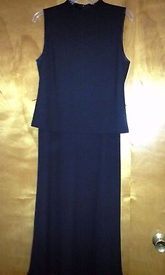 #ad Jones New York Petite Black Maxi Dress Size 10P Work Casual *two *piece $35.00