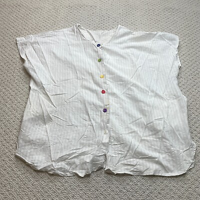 #ad Jordan Taylor Beach Cover Up Tunic Shirt Womens Plus 4X White Striped Button Up $8.99