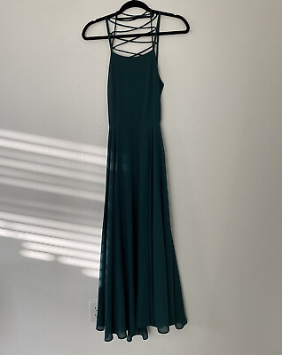 Lulus Green Lace Up Back Emerald Green Maxi Dress Size Small S $19.30