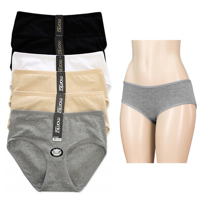 #ad 6 Pack Womens Underwear Briefs Panties Bikini Full Coverage Cotton Spandex Large $11.22
