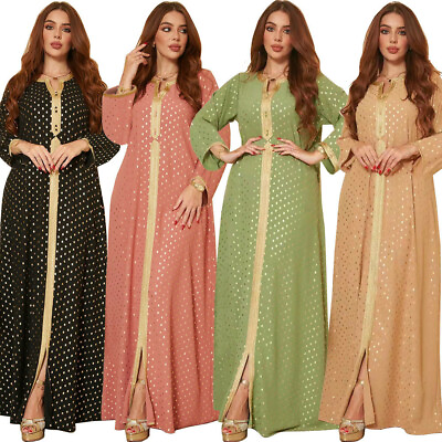 #ad Ramadan Women Long Maxi Dress Muslim Abaya Dubai Kaftan Islamic Party Gown Robes $39.25