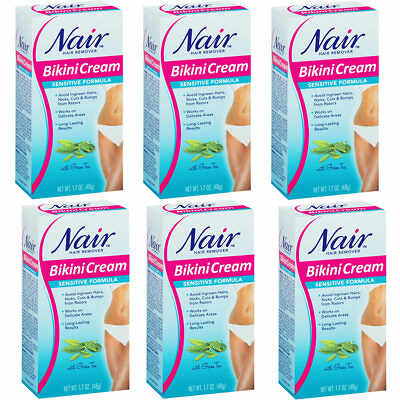 #ad 6 Pack New Nair Hair Remover Sensitive Formula Bikini Cream With Green Tea 1.7oz $42.29