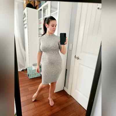 #ad NWOT Forever 21 Size M Silver Fine Knit Mini Dress $10.00