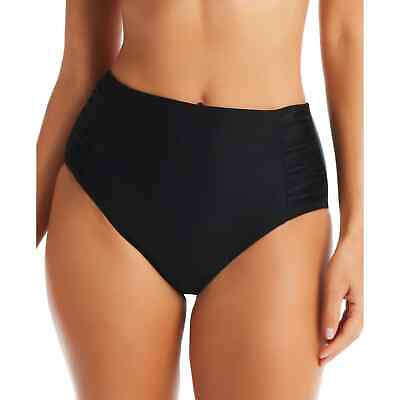 #ad Bar III Shirred High Rise Bikini Bottoms Black Size S Slimming New $29.95