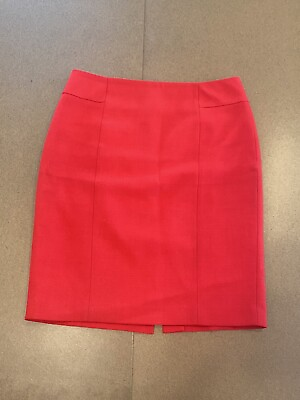 #ad Ann Taylor Womens Red Pencil Skirt lined Size 8 Wool Blend back zip back slit $12.89